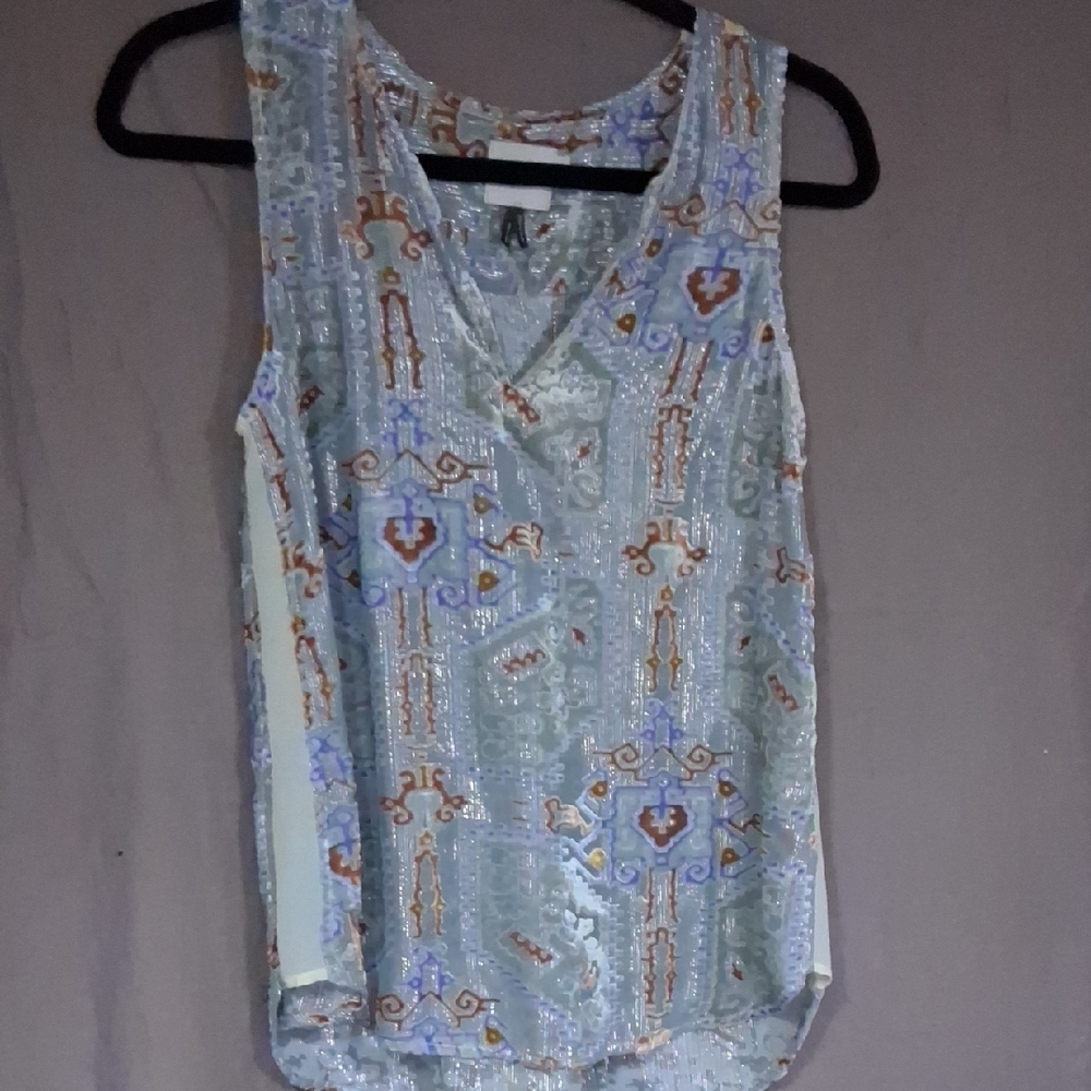 HD in Paris Blue and Pink Tank Top with Floral Pattern